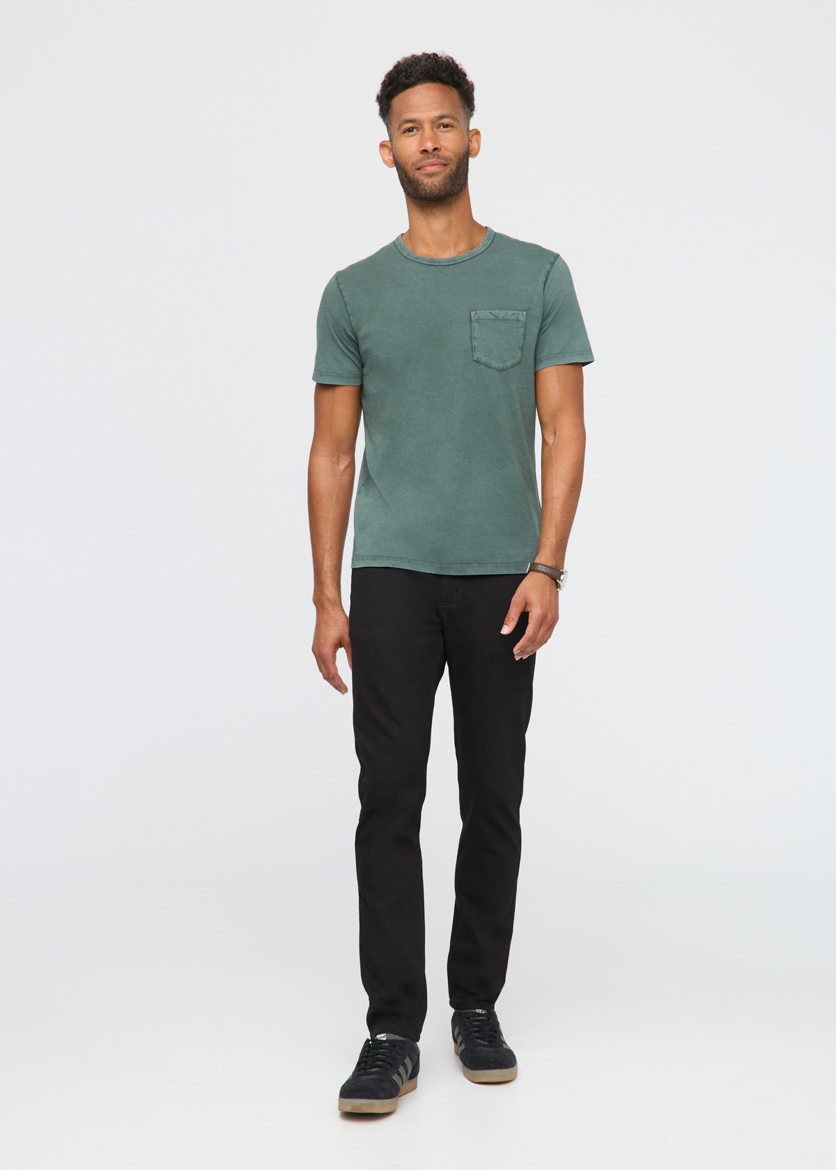 black slim fit stretch jeans full body