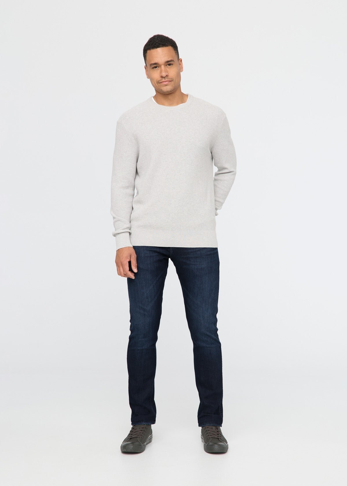 mens fleece lined dark blue denim full body